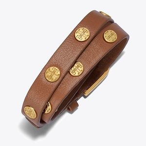 Tory Burch DOUBLE-WRAP LOGO STUD BRACELET.